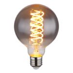 Bec LED decorativ din sticlă fumurie, reglabil, ø: 95mm, I: 138mm, incl. 1x E27 LED 8.5W 230V, 280lm Sursă, 280lm Ieșire, 2000K - imagine 4