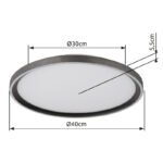 Plafonieră aluminiu gri periat, acrilic alb, silicon alb antic, dimabil, mai multe niveluri prin intermediul întrerupătorului de perete, telecomandă, ø:400mm H:55mm, LED 38W 230V, sursă 625-4750lm, 250-1955lm, ieșire 250-1955lm, CCT 2700-6000K - imagine 6