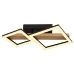 Plafonieră metal negru mat, MDF lemn optic întunecat, ABS negru mat, plastic alb, L x l x I: 480x300x100mm, pătrat mic 16 x 16 cm, pătrat mare 22 x 22 cm, incl. LED 19W 230V, 2100lm Sursă, 1150lm Ieșire, 3000K - imagine 4