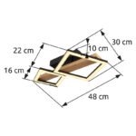 Plafonieră metal negru mat, MDF lemn optic întunecat, ABS negru mat, plastic alb, L x l x I: 480x300x100mm, pătrat mic 16 x 16 cm, pătrat mare 22 x 22 cm, incl. LED 19W 230V, 2100lm Sursă, 1150lm Ieșire, 3000K - imagine 6