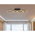 Plafonieră metal negru mat, MDF lemn optic închis, ABS negru mat, plastic alb, L x l x I: 920x300x130mm, pătrate mici 16 x 16 cm, pătrate mari 22 x 22 cm, incl. LED 35W 230V, 3700lm Sursă, 1880lm Ieșire, 3000K - imagine 2