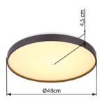 Plafonieră metal alb, acrilic opal, plastic antracit mat, ø: 480mm, H: 45mm, incl. LED 24W 230V, sursă 2500lm, ieșire 1400lm, 3000K - imagine 6