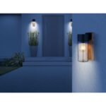 Lampă de exterior din oțel inoxidabil cu optică din lemn închisă la culoare, oțel inoxidabil negru mat, sticlă fumurie, direcția luminii: în jos, IP44,  l x I x A: 90x225x124mm, fără 1x E27 40W 230V - imagine 2