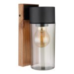Lampă de exterior din oțel inoxidabil cu optică din lemn închisă la culoare, oțel inoxidabil negru mat, sticlă fumurie, direcția luminii: în jos, IP44,  l x I x A: 90x225x124mm, fără 1x E27 40W 230V - imagine 4