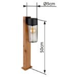Lampă de exterior din oțel inoxidabil cu optică din lemn închisă la culoare, oțel inoxidabil negru mat, sticlă fumurie, direcția luminii: în jos, IP44, L x l x I: 90x145x500mm, fără 1x E27 40W 230V - imagine 6