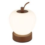 Lampa de masa metal maro mat, plastic alb, touch on/off, dimmerabil, variator tactil continuu, USB-A 2.0 - USB-C, baterie inclusa CR18650 1200mAh 3.7V, ø: 120mm, H: 165mm, incl LED 2W 230V, sursa 200lm, iesire 90lm, CCT 2700/6500/4000K