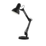 Lampa de birou, metalic negru, plastic, mobil, comutator, LxWxH: 400x150x590, excl 1xE27 40W 230V