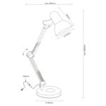 Lampa de birou, metalic negru, plastic, mobil, comutator, LxWxH: 400x150x590, excl 1xE27 40W 230V - imagine 3