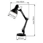 Lampa de birou, metalic negru, plastic, mobil, comutator, LxWxH: 400x150x590, excl 1xE27 40W 230V - imagine 4