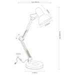 Lampa de birou, alb, plastic, mobil, comutator, LxWxH: 400x150x590, excl 1xE27 40W 230V - imagine 3