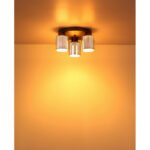 Plafonieră metal negru-crom mat, sticlă cromată, sticlă opală, ø: 345mm, H: 175mm, excl. 3x E27 60W 230V - imagine 5