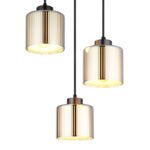 Lampă suspendată metal negru-crom mat, sticlă cromată, sticlă opală, cablu textil negru, înălțimea poate fi scurtată, ø: 330mm, H: 1200mm, excl. 3x E27 60W 230V - imagine 4