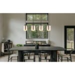 Lampa suspendată metal negru-crom mat, sticlă cromată, sticlă opală, cablu textil negru, înălțimea poate fi scurtată, LxLxA: 780x120x1200mm, excl. 4x E27 60W 230V - imagine 3
