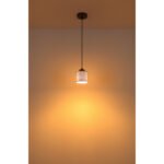 Lampă suspendată metal negru-crom mat, sticlă cromată, sticlă opală, cablu textil negru, înălțimea poate fi scurtată, ø: 140mm, H: 1200mm, excl. 1x E27 60W 230V - imagine 5