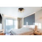 Plafoniera metal negru mat, lemn maro închis, sticlă fumurie, ø: 390mm, H: 210mm, excl. 3x E27 40W 230V - imagine 2