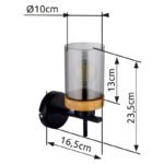 Aplică metal negru mat, lemn maro, sticlă fumurie, direcția luminii: în sus, LxA: 100x235mm, AL: 165mm, excl. 1x E27 40W 230V - imagine 4