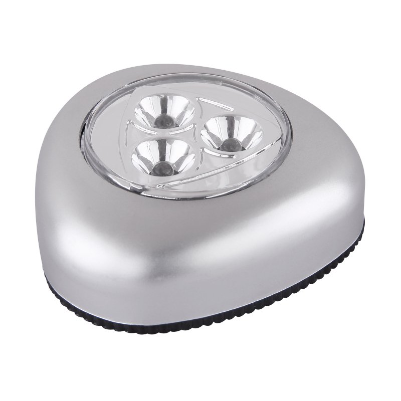 flashlight-31909-g12144-5 Lampa de veghe Push Light argintiu metalizat, din plastic, transparente, întrerupător, baterie: 3xAAA 1.5V, LxlxH: 65x26x67, inclusiv 3xLED 0,21W 5V, 20lm, 6400K. - imagine 1
