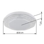 Plafonieră, metal alb mat, plastic opal, plastic cromat, mai multe niveluri prin comutator de perete: 100%-50%-10%, comutator în trepte: 3000/4000/6000K, funcție de memorie, ø: 380mm, LED 24W 230V, sursă 3022lm, ieșire 968lm, CCT 3000/4000/6000K - imagine 6