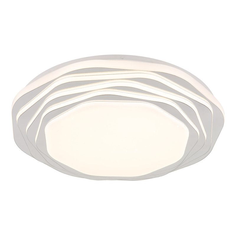 flordelis-48036-36-g29480 Plafonieră, metal alb mat, plastic opal, plastic cromat, mai multe niveluri prin comutator de perete: 100%-50%-10%, comutator în trepte: 3000/4000/6000K, funcție de memorie, ø 480mm, LED 36W 230V, sursă 4479lm, ieșire 1271lm, CCT 3000/4000/6000K - imagine 1