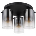 Plafonieră metal negru mat, sticlă de culoare fumurie, gradient transparent, ø: 405mm, H: 260mm, excl. 3x E27 40W 230V - imagine 3