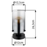 Lampă de masă metal negru mat, sticlă fumurie, gradient transparent, cablu PVC negru, întrerupător pe cablu, ø: 125mm, H: 263mm, lungime cablu 1500mm, fără 1x E27 40W 230V - imagine 6