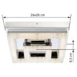 Plafoniera, oțel inoxidabil, acril alb, cristale K5 transparente LxWxH: 260x260x85, inclusiv 1xLED 16W 230V, 950lm, 4000K. - imagine 4