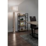 Lampă de podea MDF cu efect de lemn, stejar metalic, bej textil, comutator cu buton, reglabil, variator, reglabil separat, LxWxH: 400x270x1500mm, excl. 1x E27 40W 230V, incl. LED 17W 230V, putere 1900lm, 3000K - imagine 2