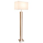Lampă de podea MDF cu efect de lemn, stejar metalic, bej textil, comutator cu buton, reglabil, variator, reglabil separat, LxWxH: 400x270x1500mm, excl. 1x E27 40W 230V, incl. LED 17W 230V, putere 1900lm, 3000K