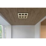 Plafonieră metal negru mat, MDF lemn optic închis, plastic alb, aluminiu negru mat, L x l x I: 300x300x55mm, inclusiv LED 18W 230V, 2200lm Sursă, 1700lm Ieșire, 3000K - imagine 2