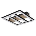 Plafonieră metal negru mat, MDF lemn optic închis, plastic alb, aluminiu negru mat, L x l x I: 300x300x55mm, inclusiv LED 18W 230V, 2200lm Sursă, 1700lm Ieșire, 3000K - imagine 3