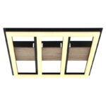 Plafonieră metal negru mat, MDF lemn optic închis, plastic alb, aluminiu negru mat, L x l x I: 300x300x55mm, inclusiv LED 18W 230V, 2200lm Sursă, 1700lm Ieșire, 3000K - imagine 4