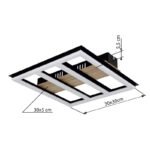 Plafonieră metal negru mat, MDF lemn optic închis, plastic alb, aluminiu negru mat, L x l x I: 300x300x55mm, inclusiv LED 18W 230V, 2200lm Sursă, 1700lm Ieșire, 3000K - imagine 6