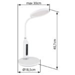 Lampă de masă plastic negru/satinat, crom, touch on/off, reglabil, variator tactil continuu, culori fixabile, funcție de memorie, adaptor inclus, flexo, L x l x I: 300x185x407mm, LED 9W 230V, sursă 22-800lm, ieșire 8-530lm, CCT 3000/4000/6500K - imagine 6
