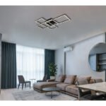Plafoniera metal negru mat, acrilic opal, reglabil, SmartLight, aplicatie, functie de memorie, telecomanda, baterie inclusa 2x AAA, LxLxH: 740x510x95mm, incl. LED 40W 230V, 410-4600lm , ieșire 200-1950lm, CCT 2700-6500K - imagine 2