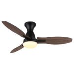Ventilator de tavan,metal negru,plastic cu aspect de lemn,mai multe niveluri prin întrerupător de perete,memorie,temporizator,telecomandă,25m², 2 direcții de rotație, ø: 1070mm, Î: 350mm, LED 22W 230V, sursă 3570lm, putere 1897lm, CCT 3000/4500/6000K - imagine 3