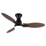 Ventilator de tavan,metal negru,plastic cu aspect de lemn,mai multe niveluri prin întrerupător de perete,memorie,temporizator,telecomandă,25m², 2 direcții de rotație, ø: 1070mm, Î: 350mm, LED 22W 230V, sursă 3570lm, putere 1897lm, CCT 3000/4500/6000K - imagine 4