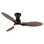 Ventilator de tavan,metal negru,plastic cu aspect de lemn,mai multe niveluri prin întrerupător de perete,memorie,temporizator,telecomandă,25m², 2 direcții de rotație, ø: 1070mm, Î: 350mm, LED 22W 230V, sursă 3570lm, putere 1897lm, CCT 3000/4500/6000K - imagine 5