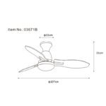 Ventilator de tavan,metal negru,plastic cu aspect de lemn,mai multe niveluri prin întrerupător de perete,memorie,temporizator,telecomandă,25m², 2 direcții de rotație, ø: 1070mm, Î: 350mm, LED 22W 230V, sursă 3570lm, putere 1897lm, CCT 3000/4500/6000K - imagine 6