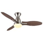 Ventilator de tavan, nichel metalic, plastic imitație lemn, mai multe viteze prin întrerupător de perete, memorie, temporizator, telecomandă, 25 m², 2 direcții de rotație, ø:1070mm,Î:350mm,LED 22W 230V,sursă 2570 lm,putere 1897 lm,CCT3000/4200/6000 K - imagine 3