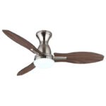 Ventilator de tavan, nichel metalic, plastic imitație lemn, mai multe viteze prin întrerupător de perete, memorie, temporizator, telecomandă, 25 m², 2 direcții de rotație, ø:1070mm,Î:350mm,LED 22W 230V,sursă 2570 lm,putere 1897 lm,CCT3000/4200/6000 K - imagine 4