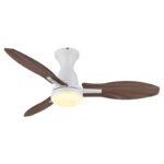 Ventilator de tavan, metal/plastic alb, plastic imitație lemn, mai multe viteze prin întrerupător de perete, memorie, temporizator, telecomandă, 25m², 2 direcții de rotație, ø:1070mm, Î:350mm,LED 22W 230V,sursă 2570lm,putere 1897lm,CCT3000/4200/6000K - imagine 3