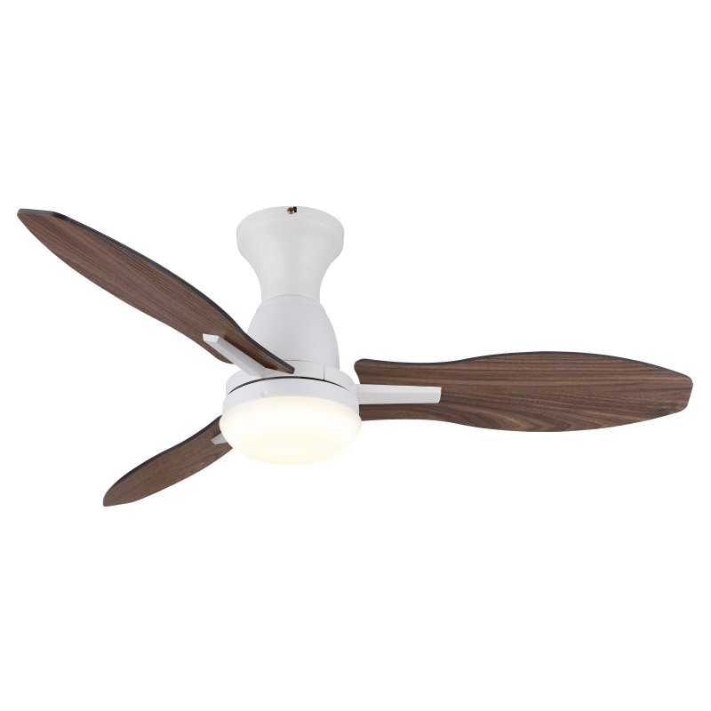 gale-03671w-g29860 Ventilator de tavan, metal/plastic alb, plastic imitație lemn, mai multe viteze prin întrerupător de perete, memorie, temporizator, telecomandă, 25m², 2 direcții de rotație, ø:1070mm, Î:350mm,LED 22W 230V,sursă 2570lm,putere 1897lm,CCT3000/4200/6000K - imagine 1