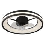 Ventilator de tavan metal/plastic negru mat, plastic transparent/alb, reglabil, mai multe niveluri prin intermediul întrerupătorului de perete, telecomandă, 15m², ø: 495mm, H: 150mm, LED 30W 230V, sursă 490-3260lm, ieșire 360-2215lm, CCT 2700-6500K