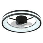 Ventilator de tavan metal/plastic negru mat, plastic transparent/alb, reglabil, mai multe niveluri prin intermediul întrerupătorului de perete, telecomandă, 15m², ø: 495mm, H: 150mm, LED 30W 230V, sursă 490-3260lm, ieșire 360-2215lm, CCT 2700-6500K - imagine 4
