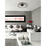 Ventilator de tavan metal/plastic negru mat, plastic transparent/alb, reglabil, mai multe niveluri prin intermediul întrerupătorului de perete, telecomandă, 15m², ø: 495mm, H: 150mm, LED 30W 230V, sursă 490-3260lm, ieșire 360-2215lm, CCT 2700-6500K