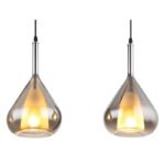 Lampă suspendată din metal negru mat, sticlă de culoare fumurie, cablu negru, înălțimea poate fi redusă, LxLxA: 900x200x1400mm, excl. 3x E27 60W 230V - imagine 5