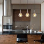 Lampă suspendată din metal negru mat, sticlă de culoare fumurie, cablu negru, înălțimea poate fi redusă, LxLxA: 900x200x1400mm, excl. 3x E27 60W 230V
