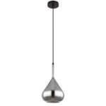Suspendare metal negru mat, sticla fumurie, cablu negru, inaltime scurta, ø: 200mm, H: 1500mm, excl. 1x E27 60W 230V - imagine 3