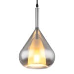 Suspendare metal negru mat, sticla fumurie, cablu negru, inaltime scurta, ø: 200mm, H: 1500mm, excl. 1x E27 60W 230V - imagine 4