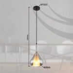 Suspendare metal negru mat, sticla fumurie, cablu negru, inaltime scurta, ø: 200mm, H: 1500mm, excl. 1x E27 60W 230V - imagine 6
